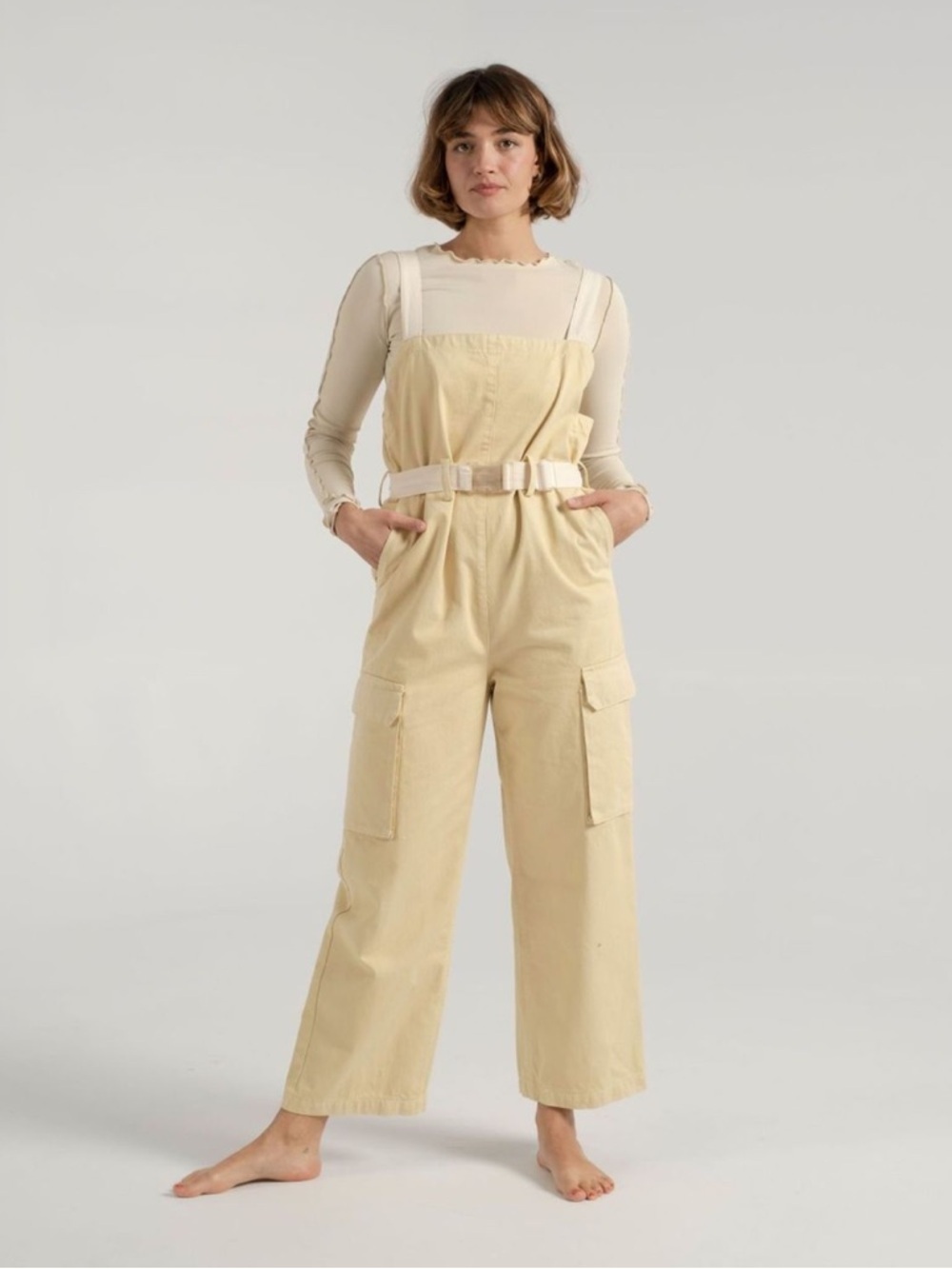 Rachel Comey yellow cotton jumpsuits overalls size 2 two toned butter yellow
